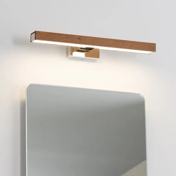 Aplică LED pentru oglindă de baie Brilagi WOODY MIRROR LED/8W/230V IP44 stejar/crom