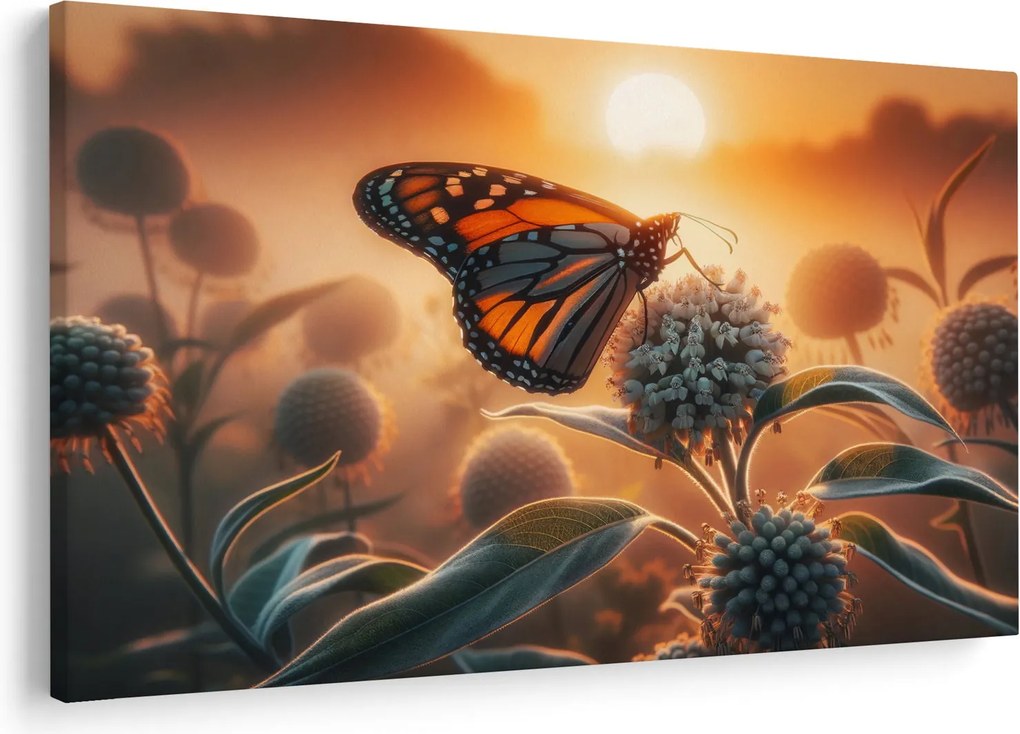 Tablou – Fluture în soare apunând (90x60 cm)