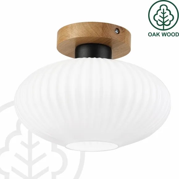 Plafonieră HARMA WOOD 1xE27/15W/230V stejar/alb, Ø 25 cm
