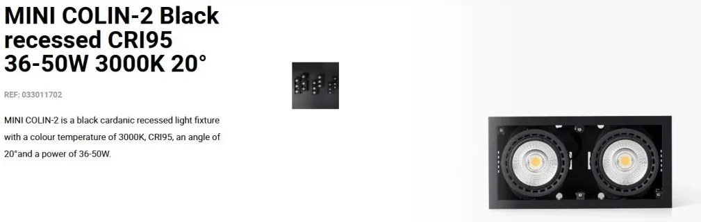 Spot LED incastrabil MINI COLIN-2 Black recessed CRI95 36-50W 3000K 20°