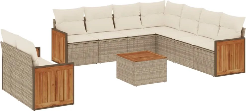 vidaXL Set canapele de grădină cu perne, 10 piese, bej, poliratan