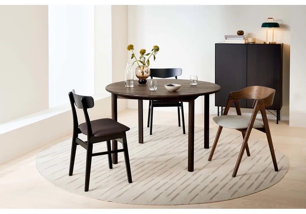 Masă de dining rotundă extensibilă din lemn de stejar cu blat suplimentar ø 120 cm Noor – Hammel Furniture