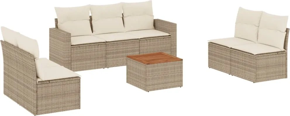 vidaXL Set canapele de grădină, 8 piese, cu perne, bej, poliratan