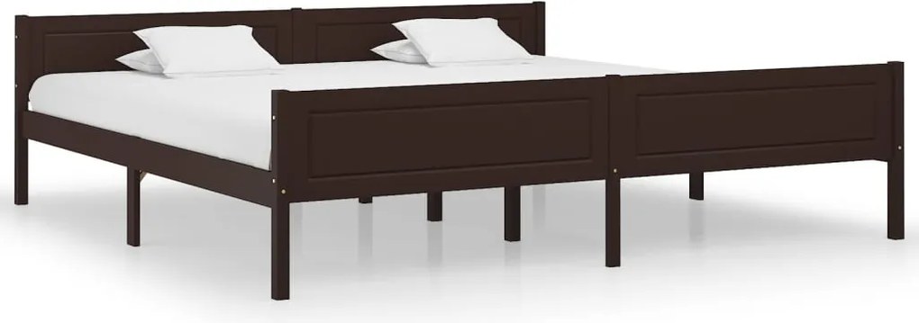 vidaXL Cadru de pat, maro închis, 200x200 cm, lemn masiv de pin