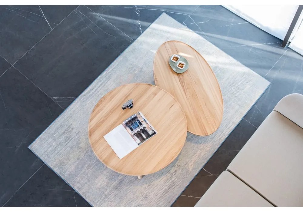 Măsuță de cafea în culoare naturală rotundă din lemn de stejar ø 100 cm Mu – Gazzda