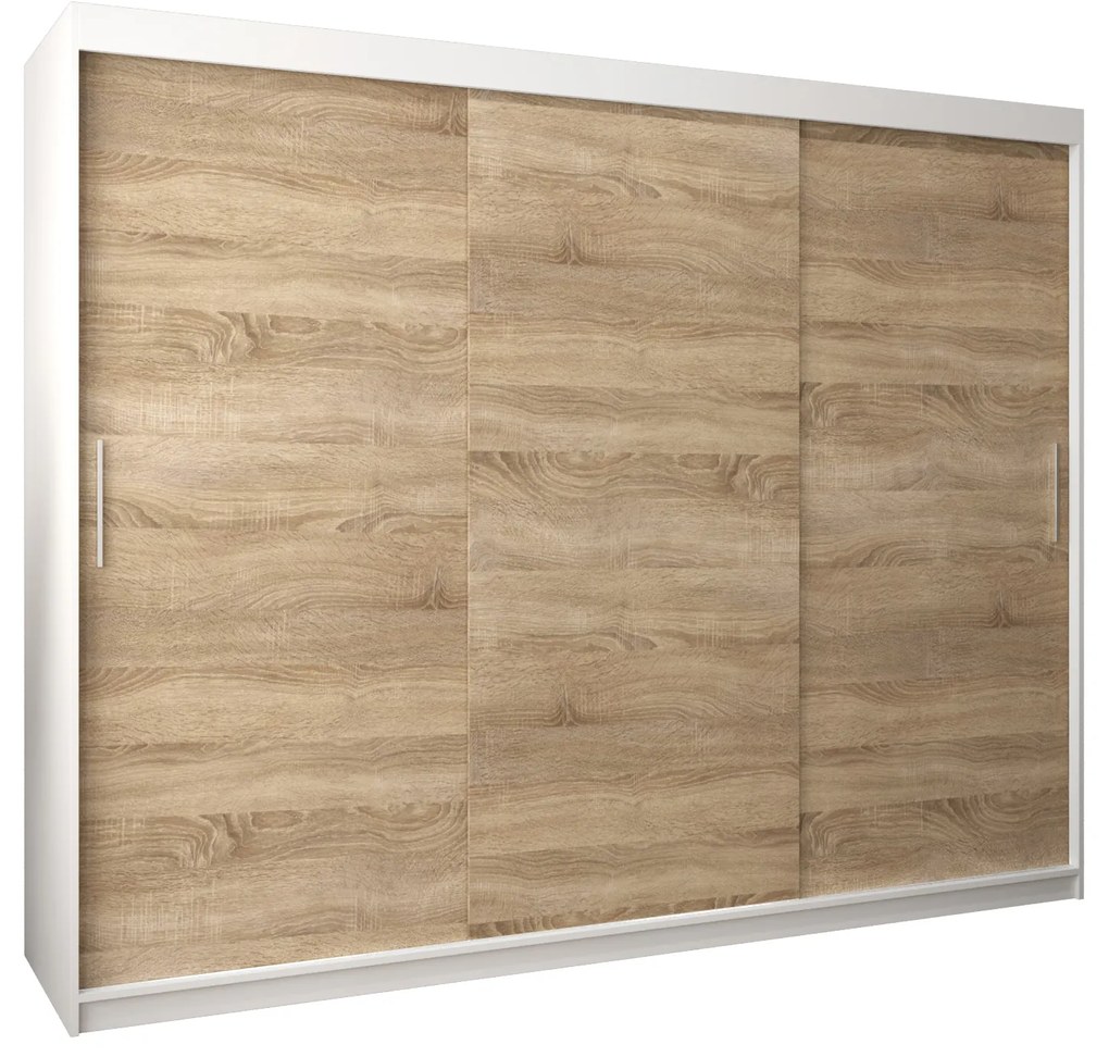 Dulap de haine 250 cm Toki (alb mat + stejar sonoma). 1064862