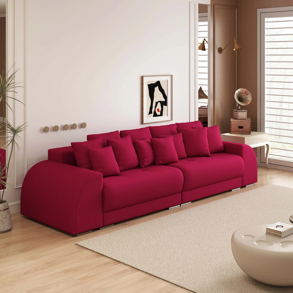Canapea extensibilă dumonde cu 2 lăzi de depozitare si sezut confortabil din spuma high-density, Verona Zoom Red 310x100 cm