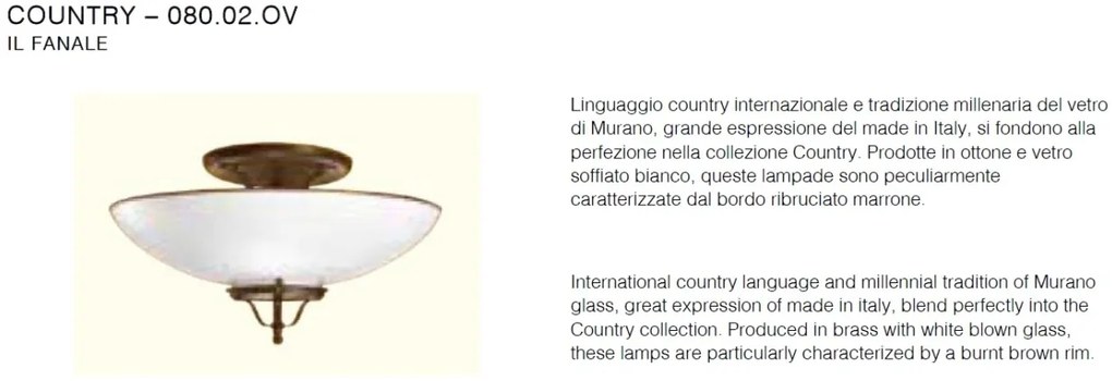 Plafoniera din alama cu sticla Murano Country 49,5cm