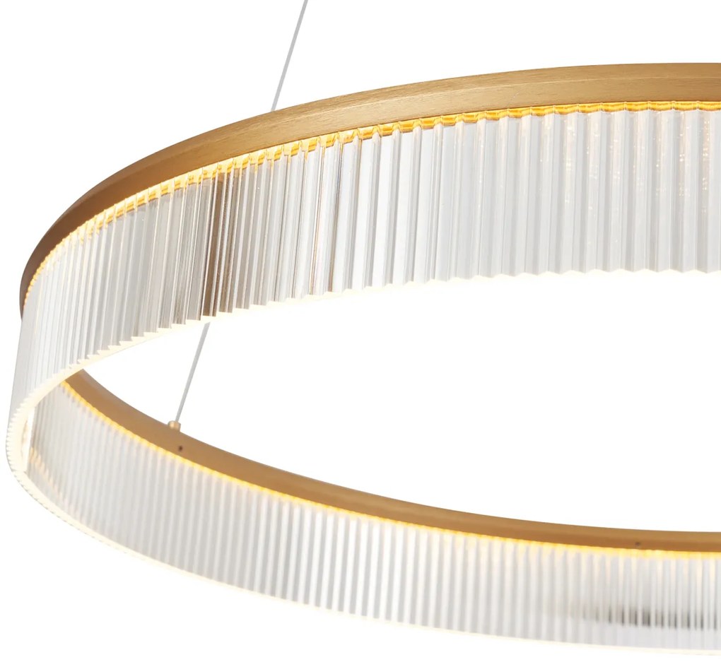 Lampa suspendată modernă alamă 78cm incl. LED cu 3 trepte de intensitate luminoasă - Anello Chandelier