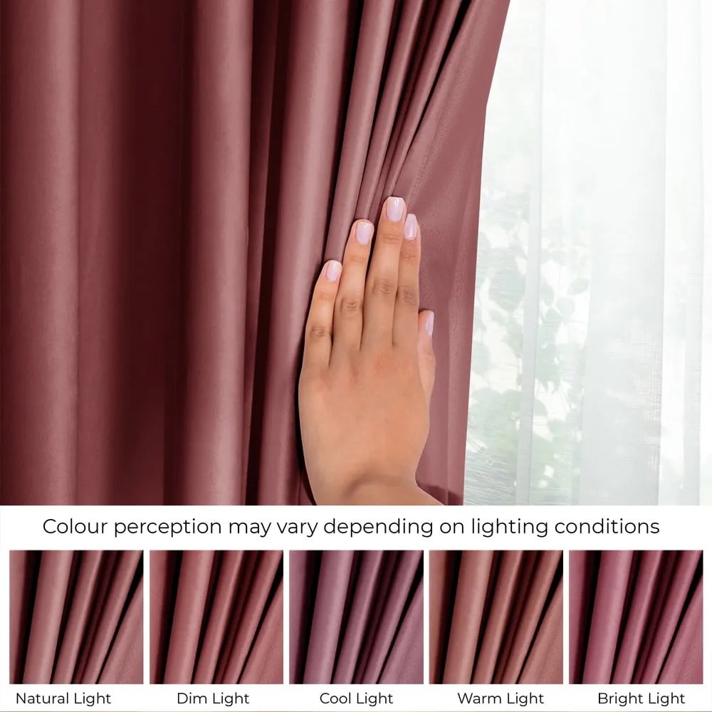 Draperie roz dimout (semi-opacă) din catifea 140x245 cm Eyelets – Restilo