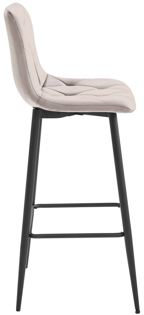 Scaun de bar NADO VELVET bej inchis cu picioare negre
