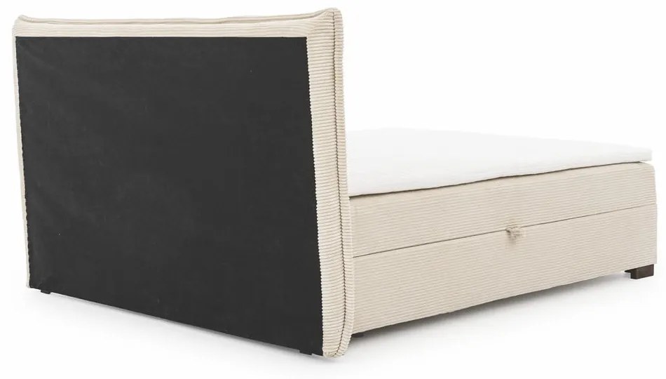 Pat boxspring bej cu spațiu de depozitare 160x200 cm Lysa – Ropez