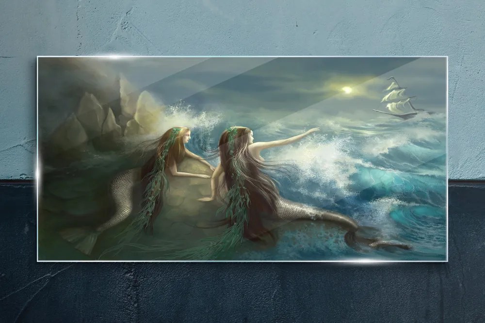 Tablou sticla Nava Syrena Ocean Burza