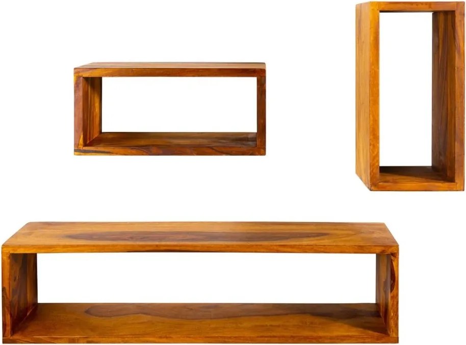 Set 3 rafturi de perete din lemn masiv Sheesham, HEMINGWAY