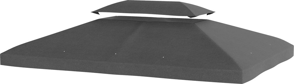 Outsunny Prelată de schimb 400x300 cm cu acoperiș dublu, orificii de drenaj și protecție UV, doar prelată, NU include cadru, gri | Aosom Romania