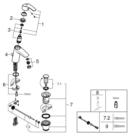 GROHE 23322001 - Baterie lavoar EUROSMART DN 15, crom lucios