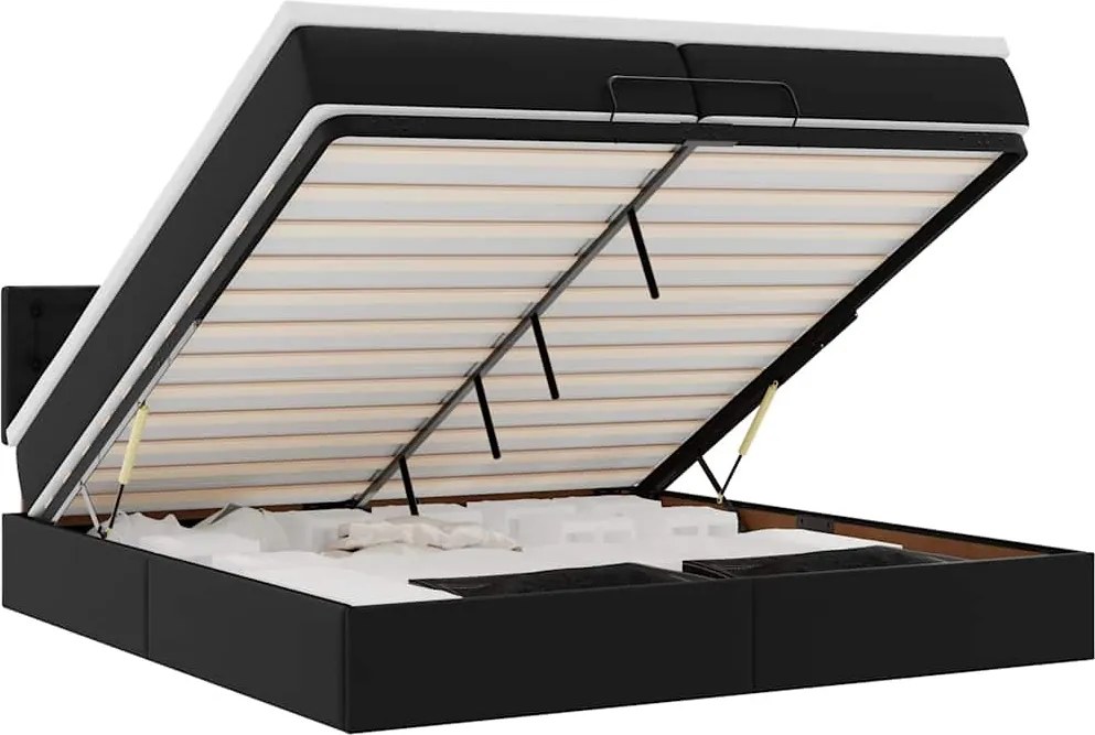 vidaXL Cadru de pat otoman saltele Negru 200x200cm piele artificială