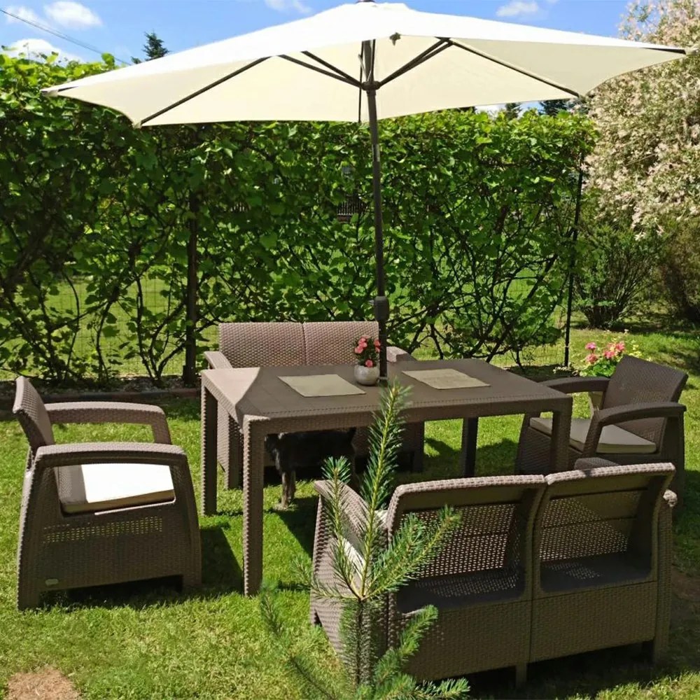 Set de mobilier de grădină Corfu Fiesta, culoare cappuccino, cu pernă nisip