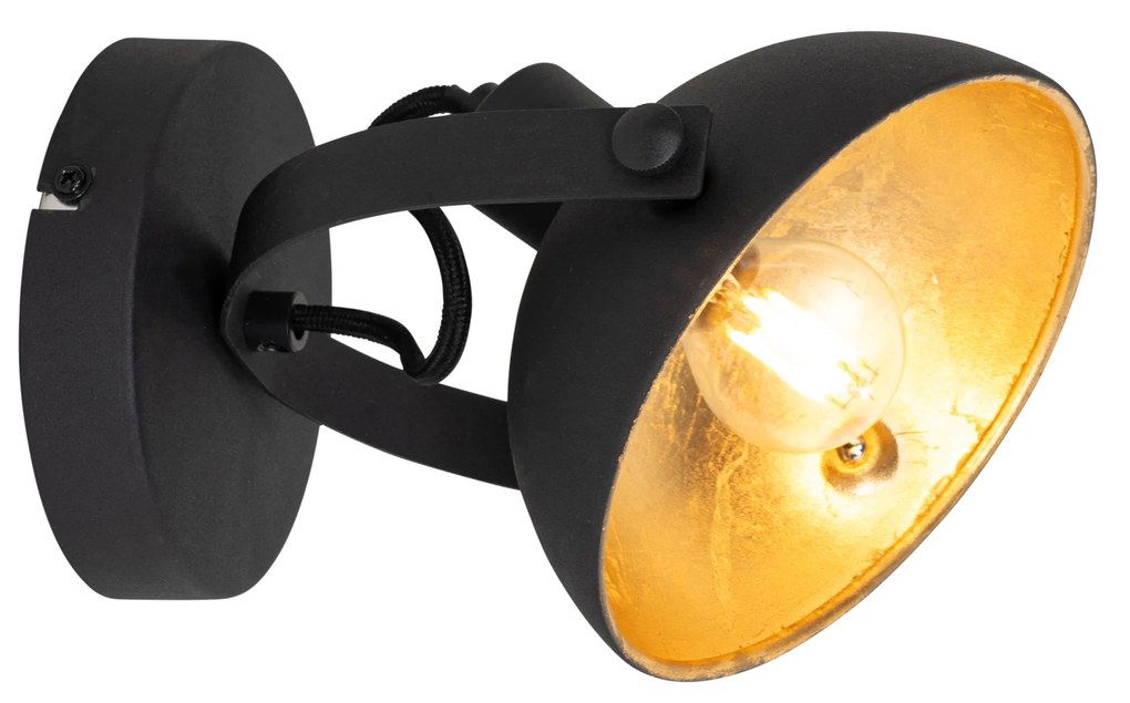 Plafoniera industriala neagra cu auriu 15 cm ajustabila - Magnax
