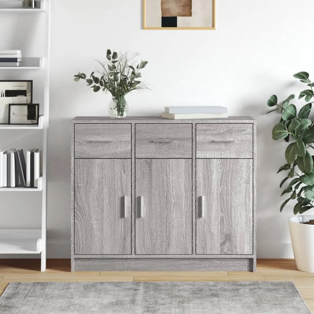 823014 vidaXL Servantă, gri sonoma,91x28x75 cm, lemn prelucrat