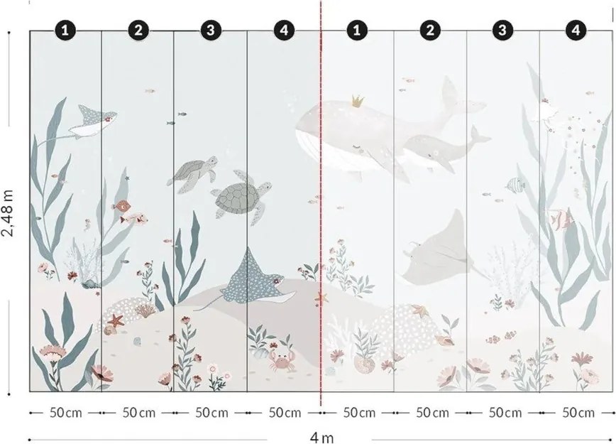 Tapet pentru copii 400 cm x 248 cm Dreamy Seabed – Lilipinso