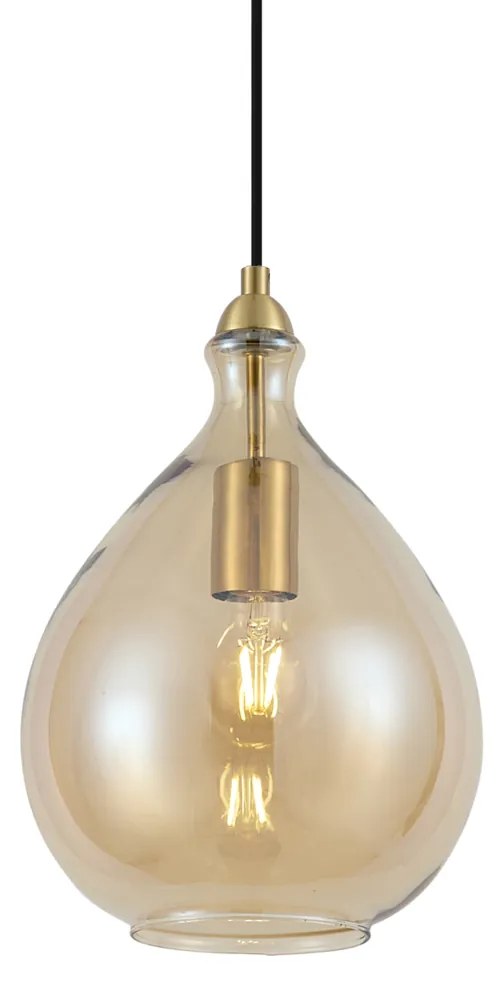 Lampă suspendată modernă aurie cu sticlă ambră - Traditional