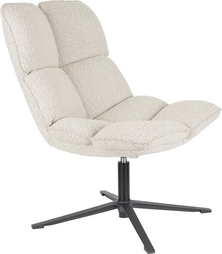Fotoliu crem pivotant cu tapițerie din țesătură bouclé Bros – White Label