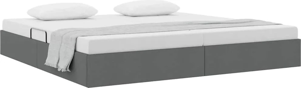 vidaXL Pat cu storage cu headboard Gri închis 200 x 200 cm țesătură