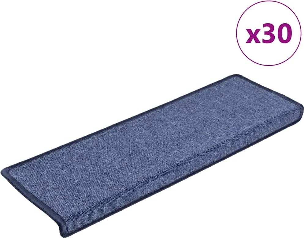 vidaXL Covorașe pentru scări, 30 buc., 65x21x4 cm, margini dreptunghiulare albastre
