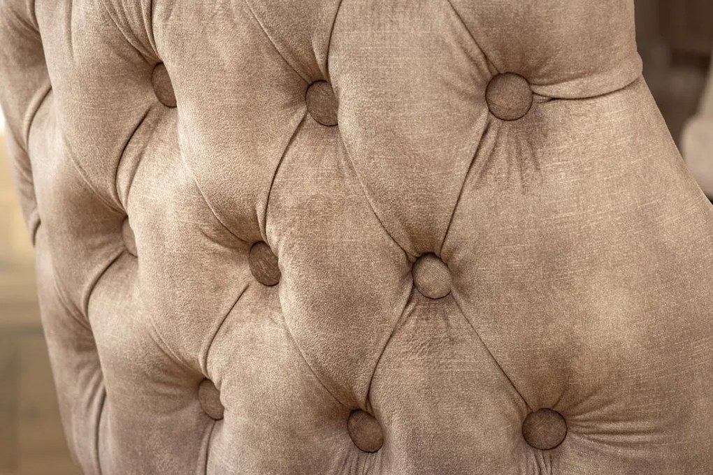 Set 2 scaune Stil Baroc, Catifea, Bej, Lemn, Negru, CASTLE DELUXE