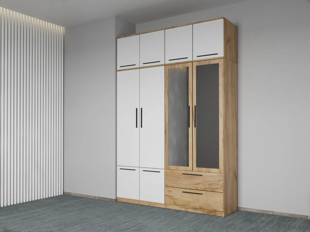 Set mobila dormitor 4 piese Alb/Stejar Levi C24