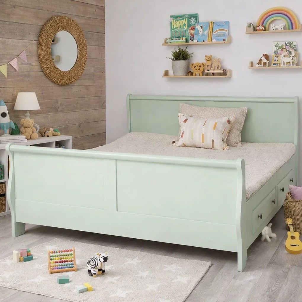 Pat Royal matrimonial cu 2 sertare - 180x200 cm - din lemn masiv de brad