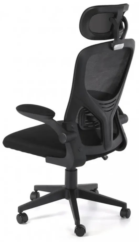 Scaun de birou ergonomic cu suport lombar si tetiera, negru