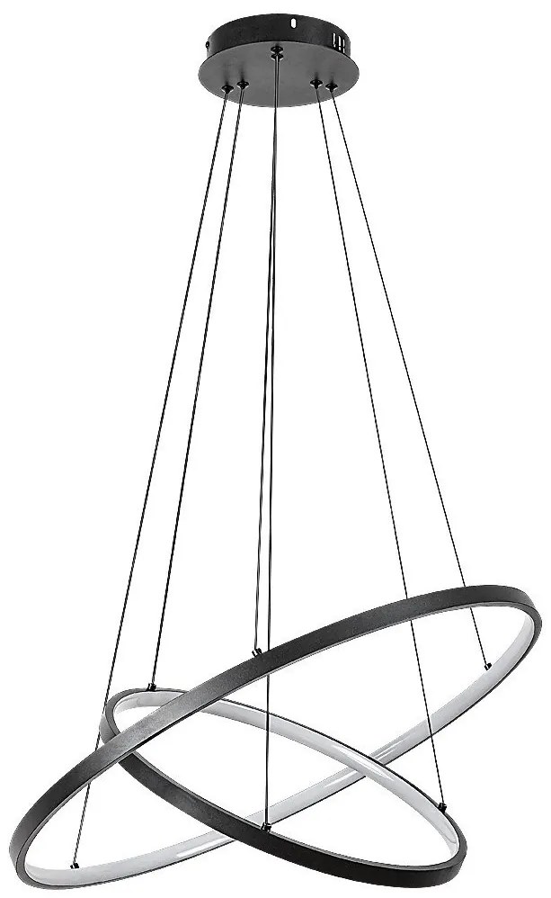 Lustra LED cu telecomanda cu 2 inele metal negru Beliza