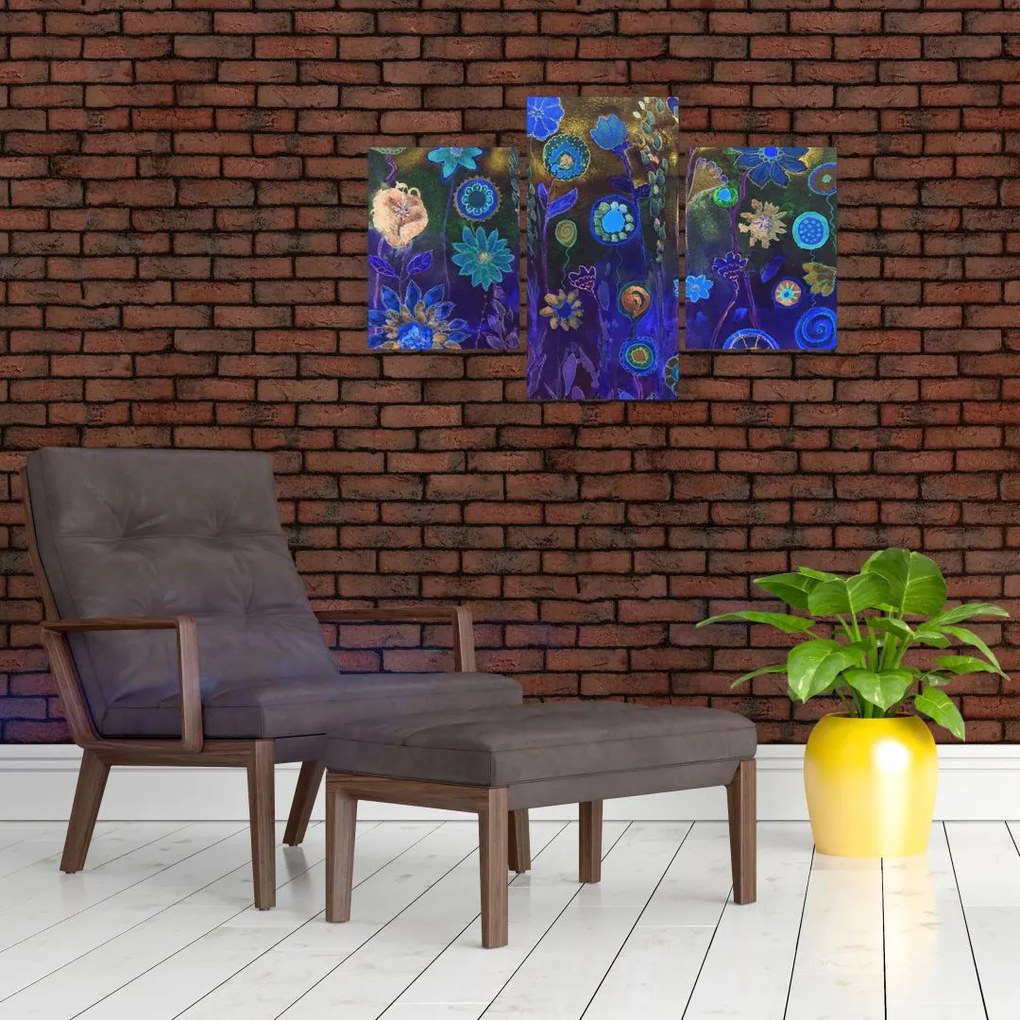 Tablou - Flori albastru închis (90x60 cm)