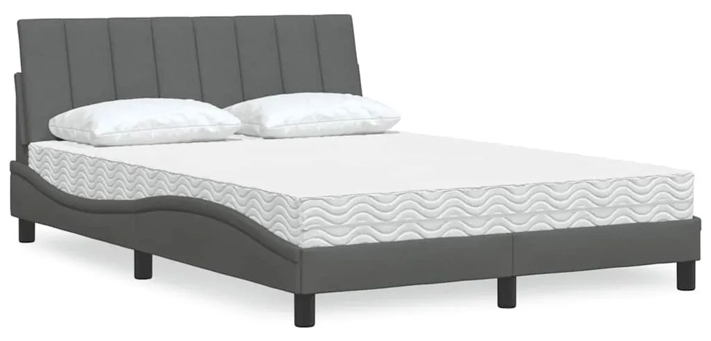 vidaXL Pat cu saltea, gri închis, 120x200 cm, textil