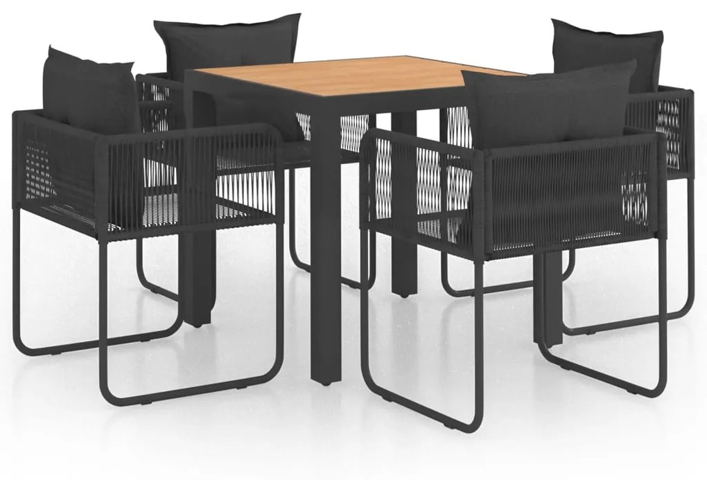 3060107 vidaXL Set mobilier masă de grădină, 5 piese, negru și maro, ratan PVC