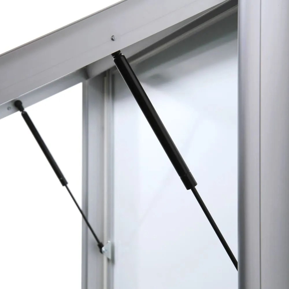 Vitrina de exterioare cu incuietoare pentru informatii 6 x A4 - spate din tabla, tip L, aluminiu