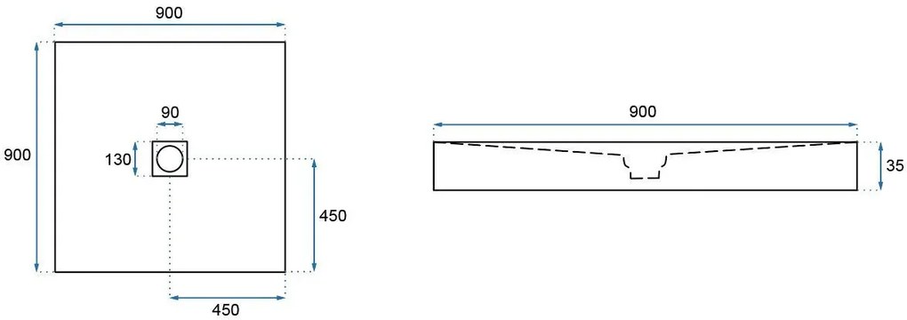 Cadita dus patrata Rea Rock 90x90 negru