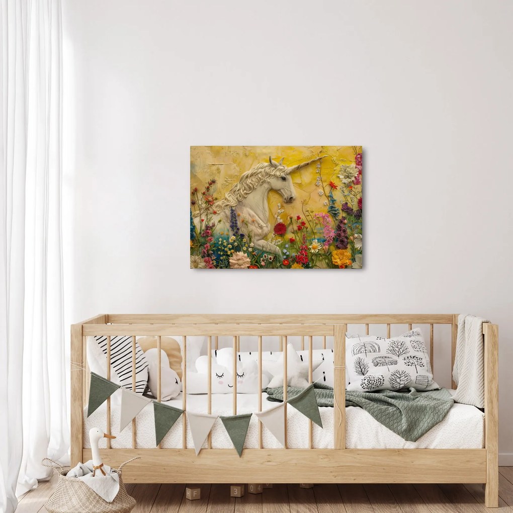 Tablou - Unicorn cu flori (70x50 cm)