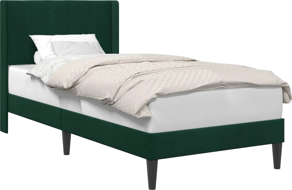 vidaXL Cadru de pat cu headboard Verde închis 80 x 200 cm Catifea