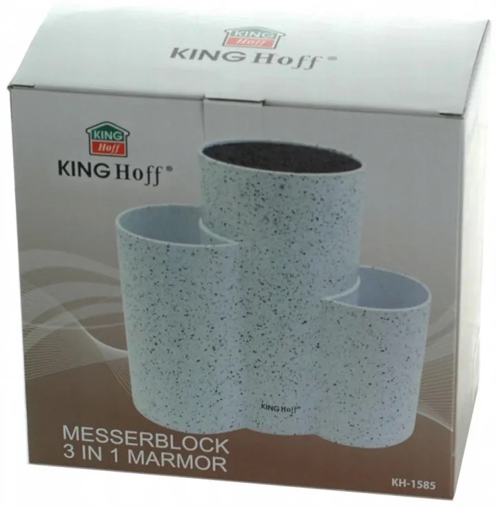 Suport pentru cutite si ustensile Kinghoff KH 1585, 3 in 1, 23x22x10cm, Alb