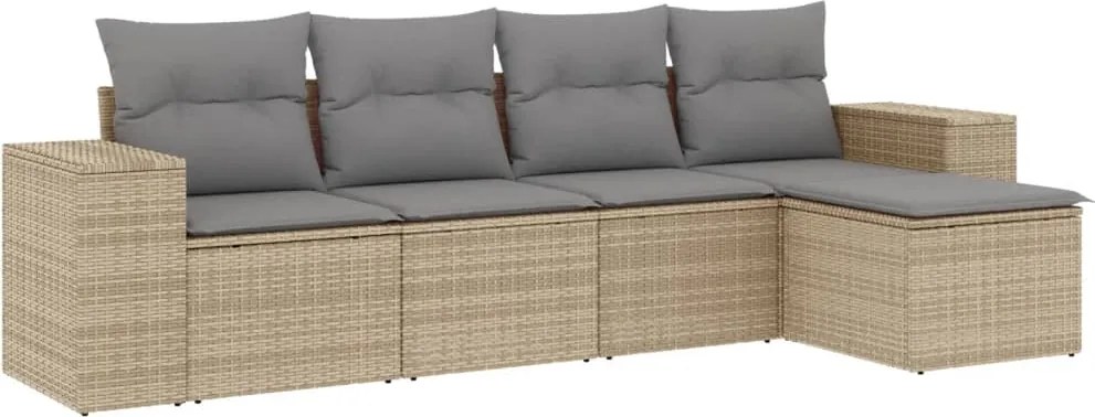 vidaXL Set canapele de grădină cu perne, 5 piese, bej, poliratan