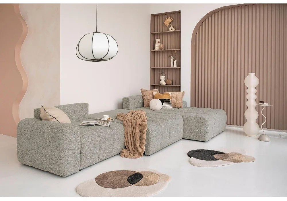 Colțar modular maro deschis extensibil/cu spațiu de depozitare (cu colț pe partea dreaptă) Lulu – Miuform