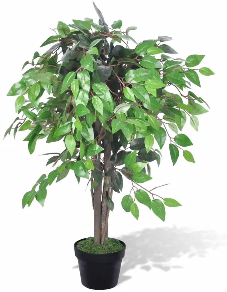 vidaXL Ficus artificial cu aspect natural și ghiveci, 90 cm