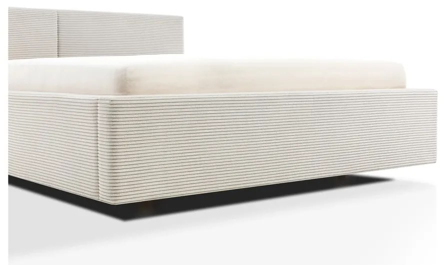 Pat matrimonial bej tapițat fără somieră 140x200 cm Cube – Meise Möbel