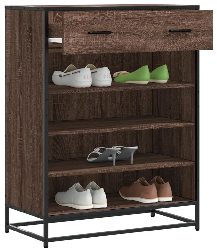 vidaXL Pantofar, stejar maro, 75x38x97,5 cm, lemn prelucrat/metal