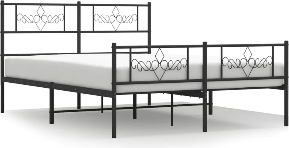 vidaXL Cadru pat fără saltea, cu tăblie picioare negru 160x200cm metal
