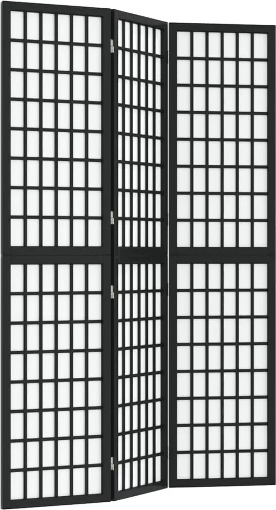 vidaXL Paravan pliabil cu 3 panouri, stil japonez, negru, 120x170 cm