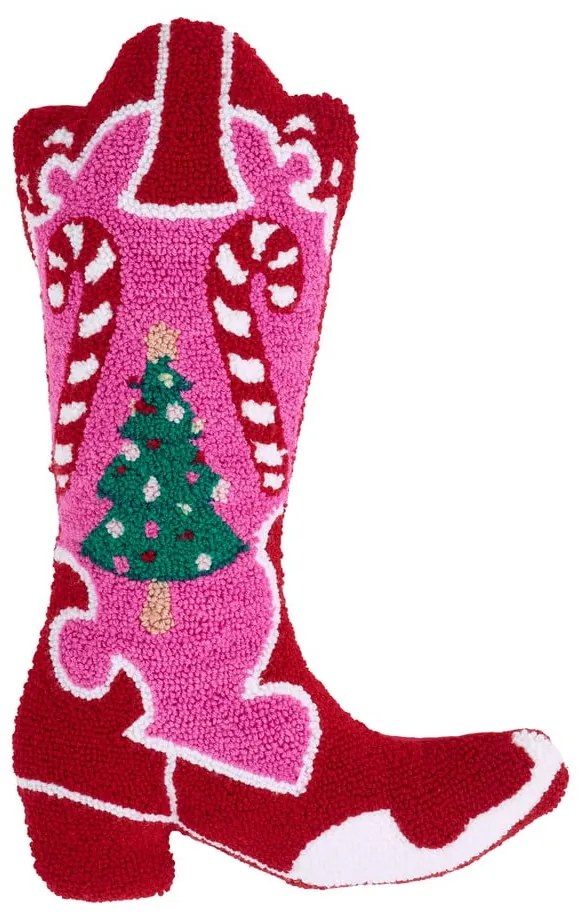 Pernă decorativă din material bouclé 48x35 cm cu model de Crăciun Santa's Howdy Christmas Boot – Catherine Lansfield